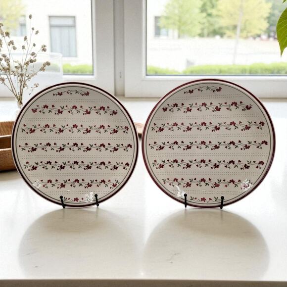 2 Newcor Regency Williamsburg Stoneware Dinner Plates Japan American Country - Picture 1 of 9